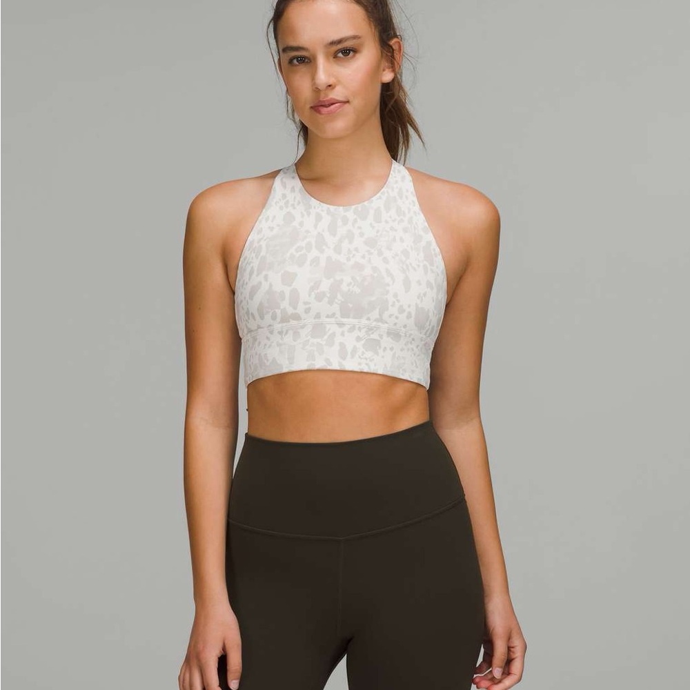 lululemon free to be wild longline bra size 6 cheetah camo antique